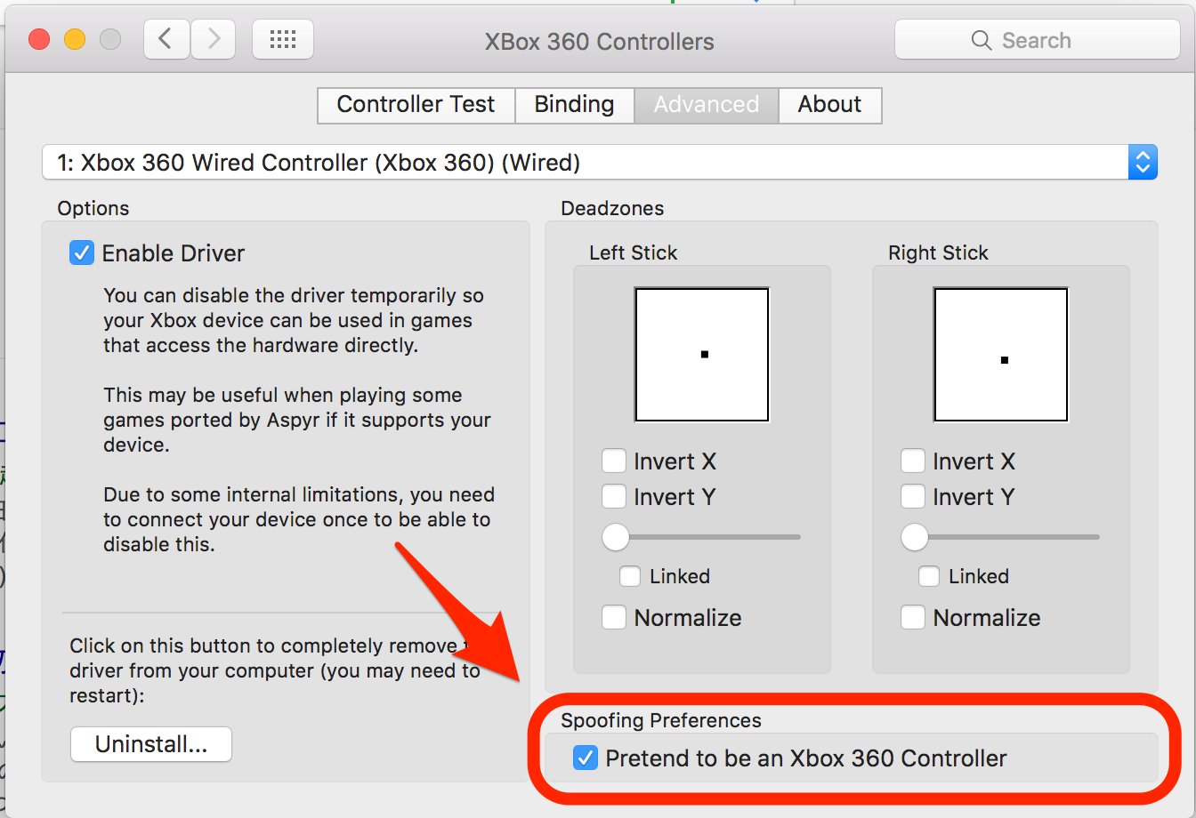 Xbox One コントローラをmac上のsteamで使う
